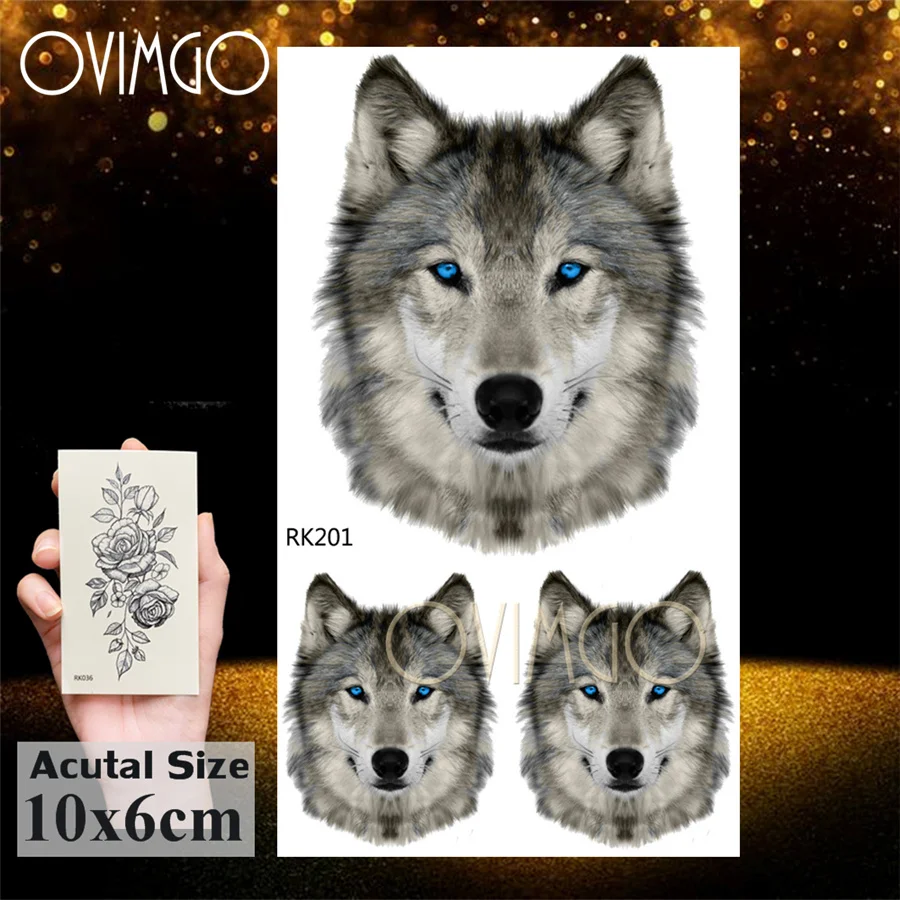 Временная тату наклейка Black Wolf Dog Coyote для женщин и девочек водостойкая