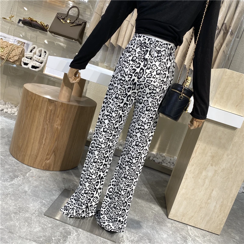 

Brand Original Design 2021 Leopard Print High Waist Shows Slim Loose Wide-leg Trousers Straight Leg Pants