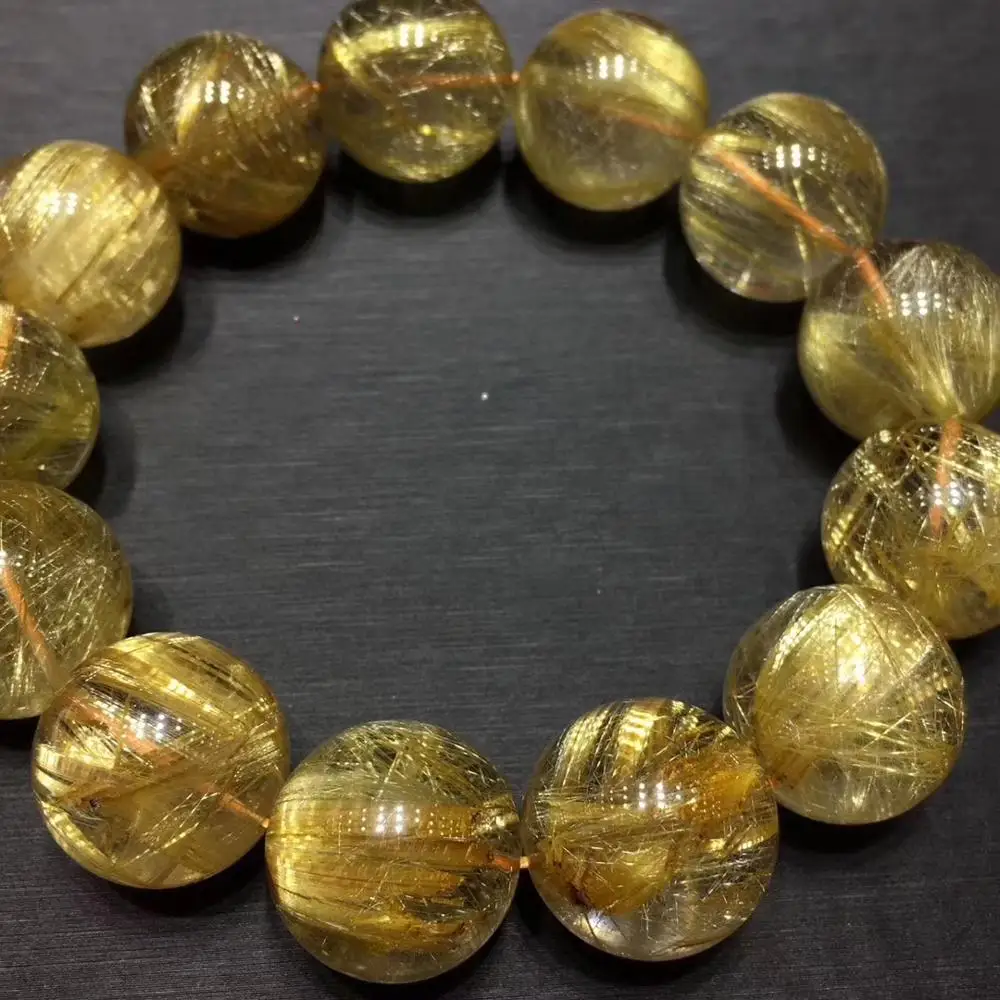 18 мм натуральный бразильский Золотой рутилированный титановый кварцевый