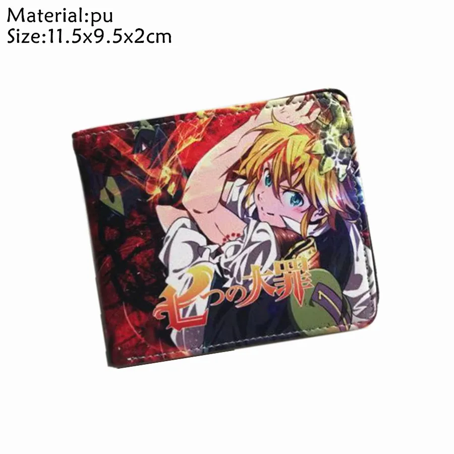 Короткий кошелек Meliodas из искусственной кожи с рисунком из аниме «Семь мертвых Грехов», держатель для карт, кошелек для фотографий, кошелек для мальчиков и девочек на молнии, кожаный кошелек с рисунком из мультфильма, подарок