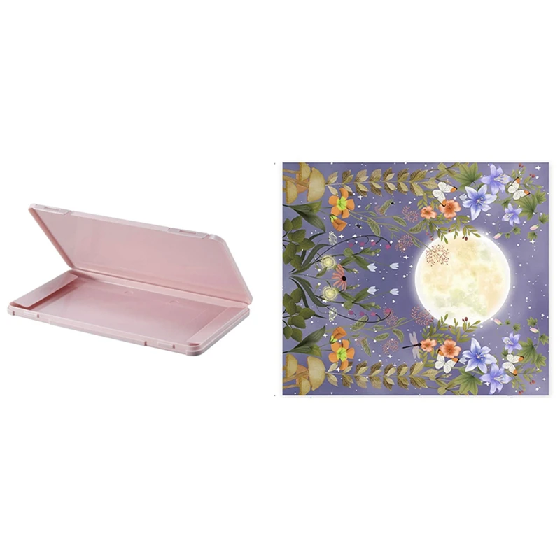 

1 Pcs Portable Disposable Face Masks Storage Box Pink & 1 Pcs Moon Tapestry Floral Vine Tapestry Flowers Tapestry