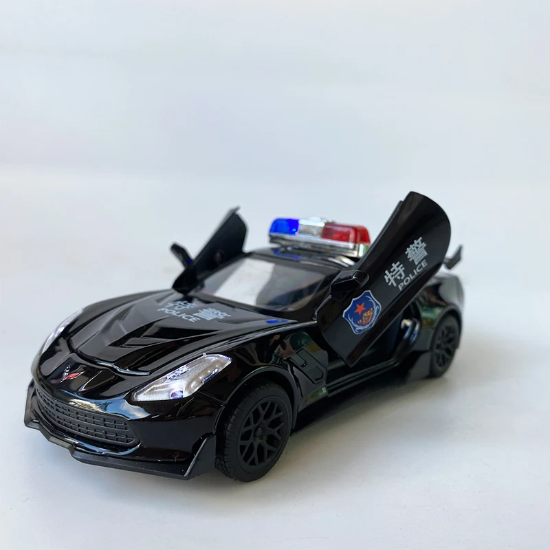 

Сплав 1/32 Корвет игрушечный автомобиль полиции Модель литая модель игрушечного автомобиля со звуком светильник отступить модели автомобил...
