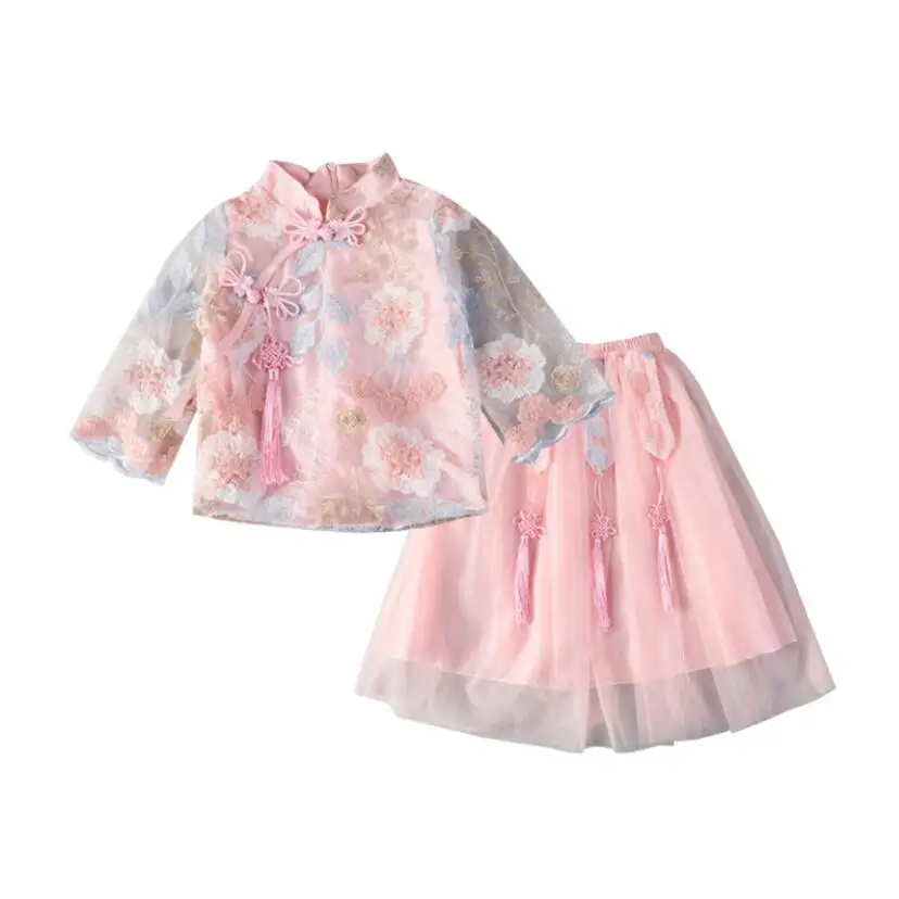 Летняя одежда для маленьких девочек комплекты детской одежды кружевная футболка