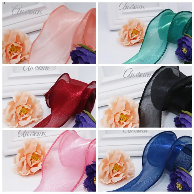 Прозрачная лента из органзы с волнистыми краями 5 см * 25 ярдов аксессуары для