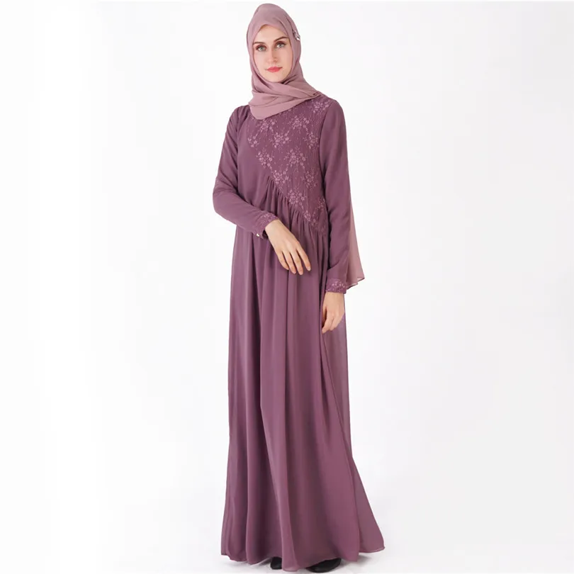 Взрослая двухслойная шифоновая Абая Дубай мусульманское кружевное платье исламские турецкие платья с