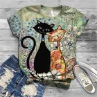 Женские футболки с рисунком кота Y2k, футболки с круглым вырезом и коротким рукавом, милые футболки с животными, летняя модная одежда, 2020