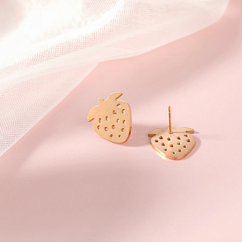 

Strawberry Earrings For Women Cute Funny Small Fruit Stud Earrings Stainless Steel Jewelry Children's Birthday Gift Bijoux Femme