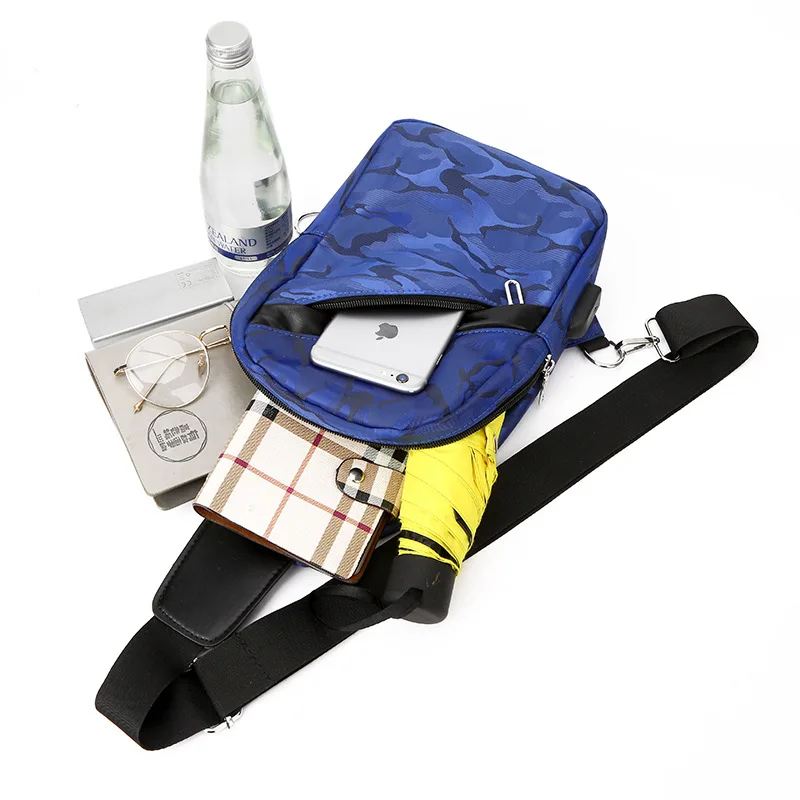 

2019 New Multifunction Crossbody Bag for Men Camouflage Shoulder Messenger Bags Male Waterproof Short Trip Chest Bag Pack