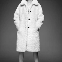 zxqj women 2020 fashion vintage stylish thick warm faux fur teddy jacket coat long sleeve pockets female outerwear chic tops