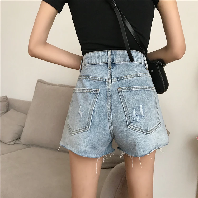 Han edition/джинсовые шорты с потертостями и неровными краями | Женская одежда