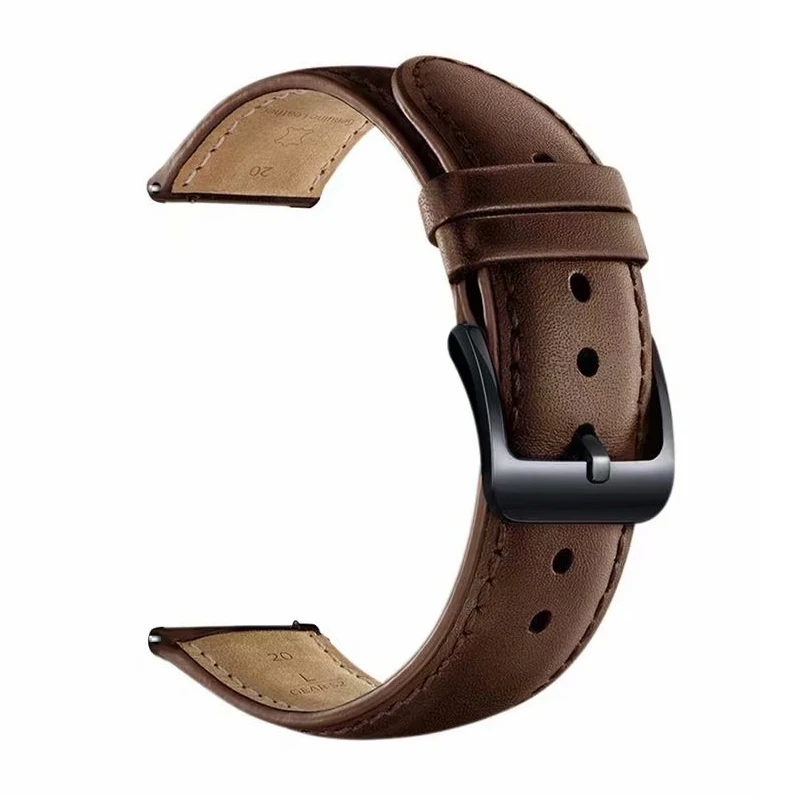 

22mm/20mm Genuine Leather band for samsung galaxy 46mm/42mm gear S3/S2 frontier active huawei watch gt 2 amazfit bip bracelet