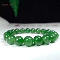 cynsfja new real rare certified natural hetian jasper nephrite lucky amulets 9mm green jade bracelets high quality best gifts