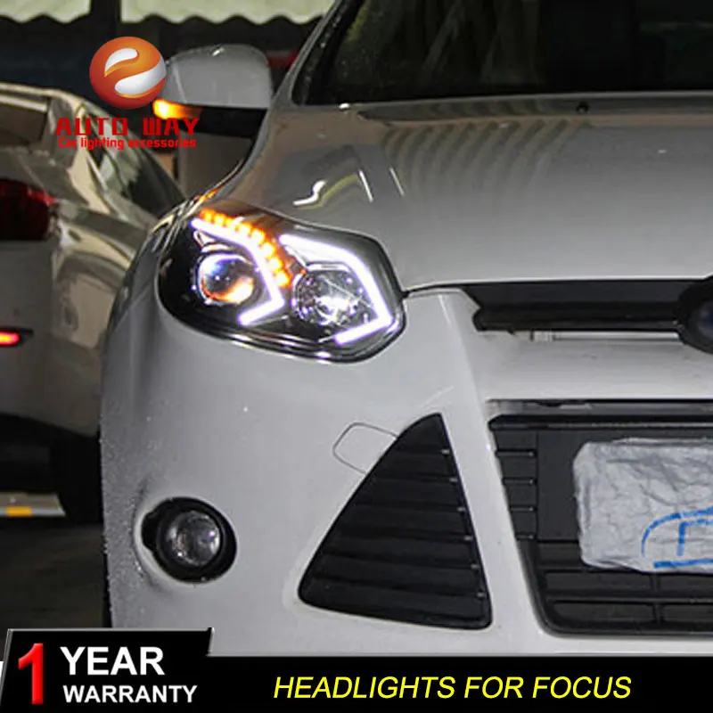 Чехол для стайлинга автомобиля Ford Focus 2012-2014 светодиодный DRL двойной луч HID