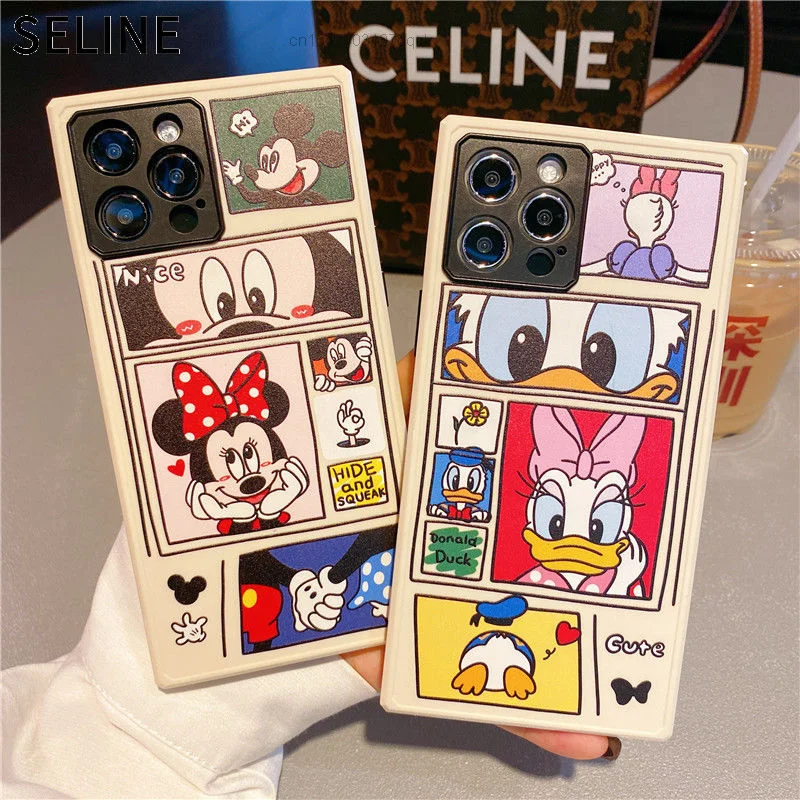 Disney Puzzle Donald Duck Minnie Mouse Mobile Phone Case For IPhone 12pro Max 11 Pro XS X XR  7plus 8plus Couple Female Covers