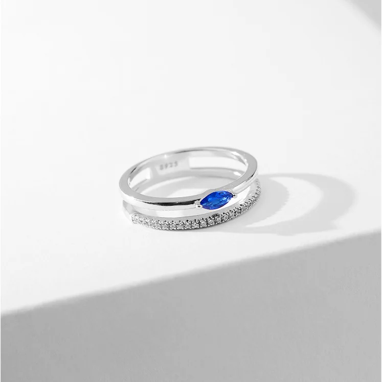 

Exquisite Blue Crystal Zircon Wedding Ring Minimalism Fine Rings Valentine's Day Gifts Lover's Ring Jewelry for Women