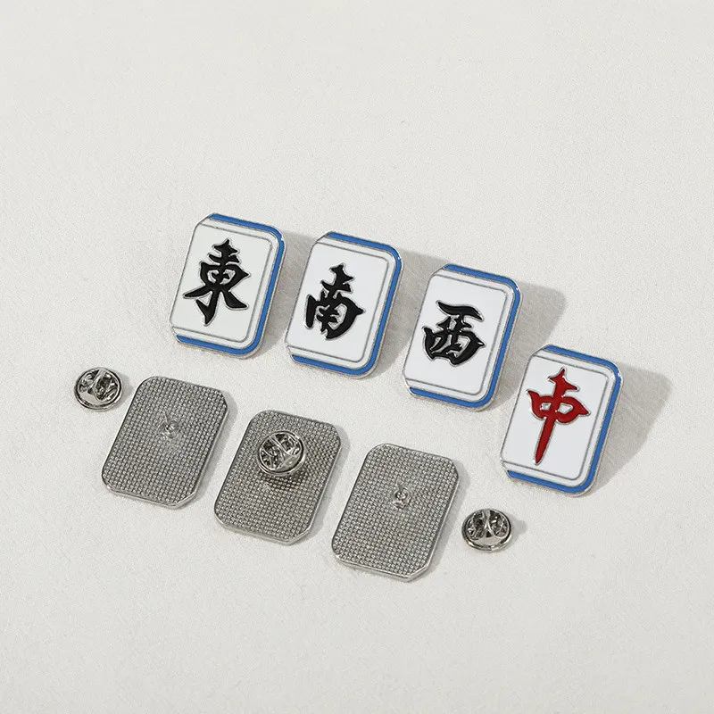 Модная игра Маджонг Эмалированные булавки Смешной китайский стиль Геометрическая брошь Ювелирные изделия для вечеринок для женщин, мужчин и унисекс.