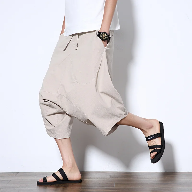 

Dropshipping Men Harajuku Harem Pants 2020 Mens Summer Cotton Linen Joggers Pants Male Vintage Chinese Style Sweatpants Fashions