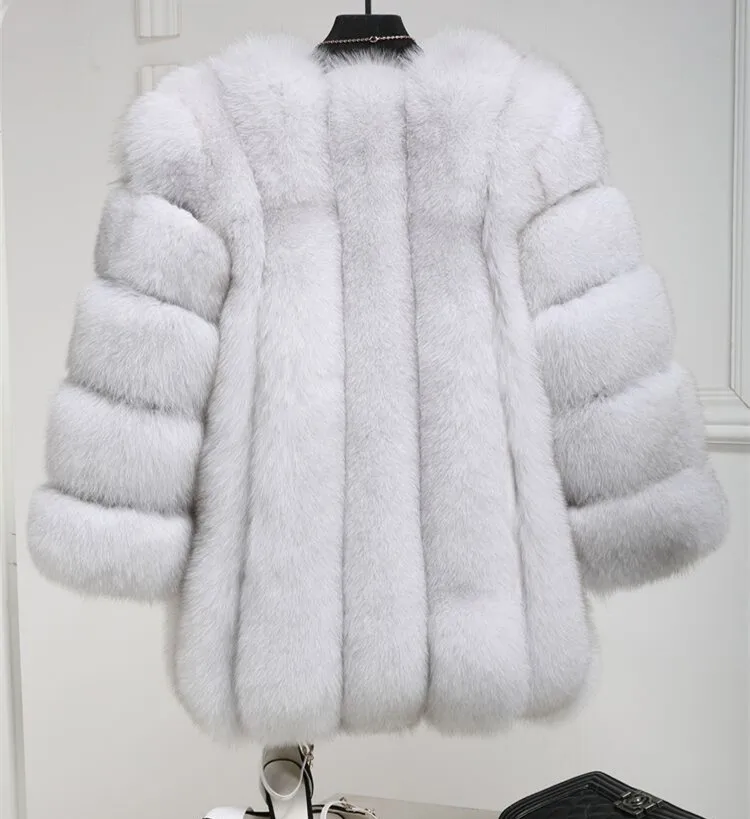 Women's fur coat women's autumn and winter 2021 new real fox fur fashion slim mid-length fur coat women
