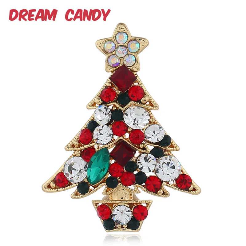 Dream ярких цветов со стразами в виде рождественской елки броши для женщин с