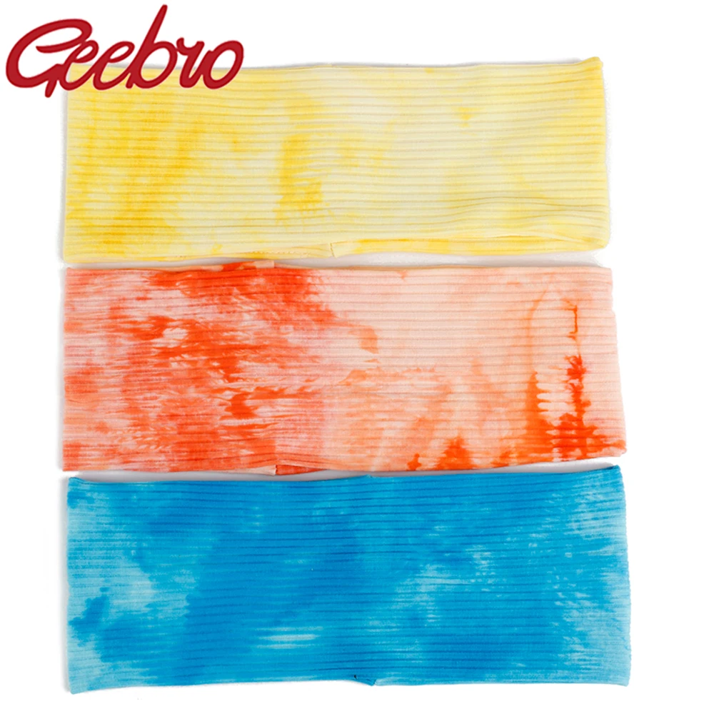 Детская ребристая повязка на голову Geebro красочные повязки летние хлопковые