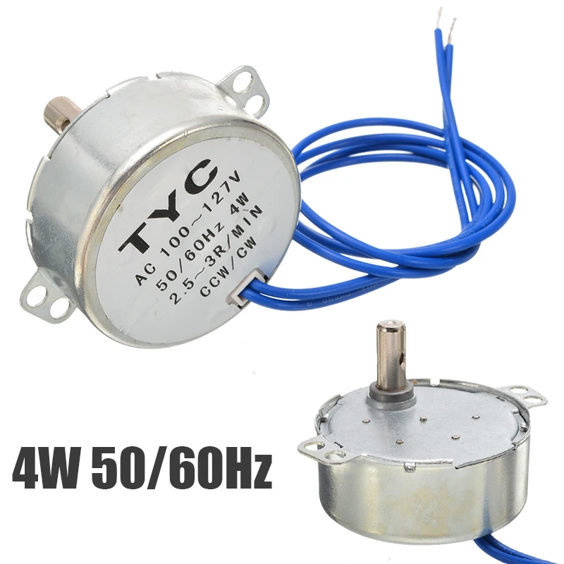 1 шт. Проигрыватель Синхронный двигатель CCW/CW направление 4W 50/60Hz 2,5-3 оборотах переменного тока 100-127 в электродвигатели для вентилятор микроволновая печь Mayitr