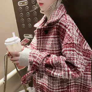 Женское шерстяное пальто Bella philosophy, зеленое Свободное пальто средней длины в клетку, уличная одежда для зимы, 2020