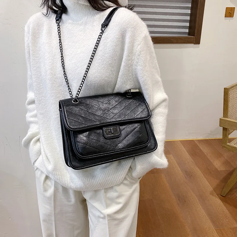 

Simple Handbags Shoulder Crossbody Messenger Bag 2021 New Women Bag Famous Chain Leather Ladies Luxury Design High Quality
