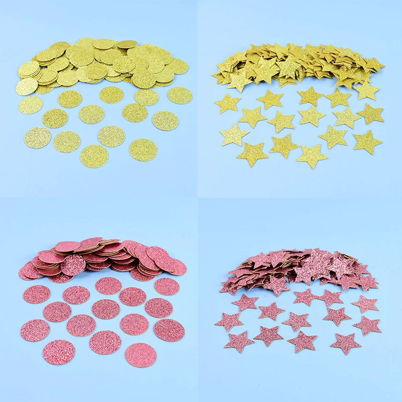 

100pcs/Pack Golden Round Dots Star Heart Ring Crown Sequin Glitter Rose Gold Paper Confetti Birthday Wedding Party Table Scatter