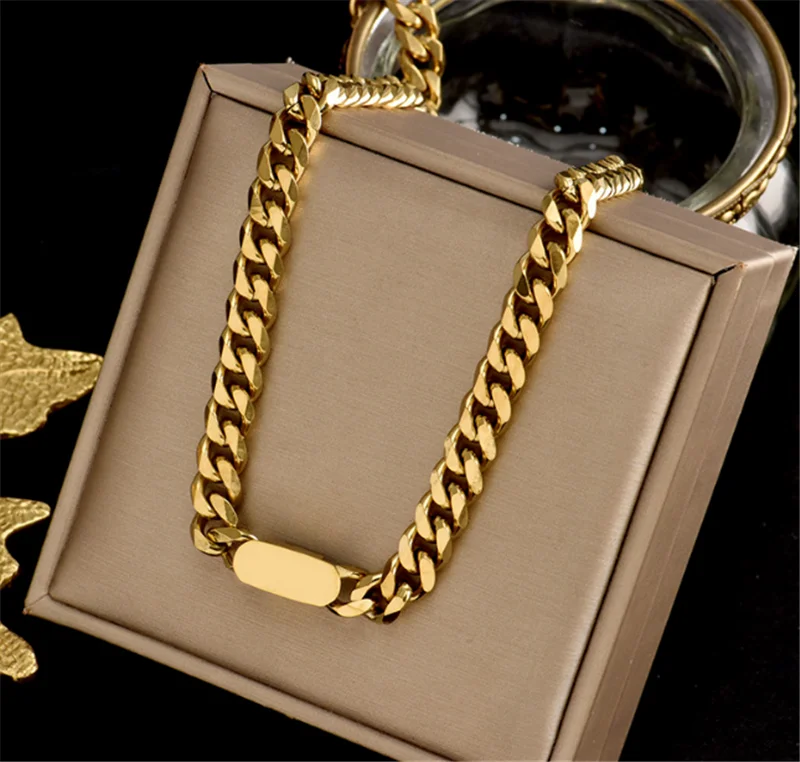 

316L Stainless Steel, Titanium Steel Non-fading Hip-hop Street Heavy Industry Thick Chain Men Necklace Bracelet Set