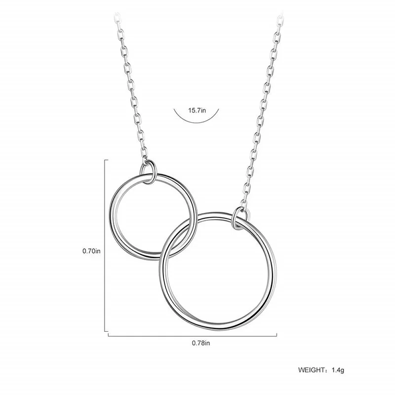 

Silver Chain Necklace Women 2019 Sister Double Circle Necklace Birthday Jewelry Gift Necklaces for Sisters for Eternity