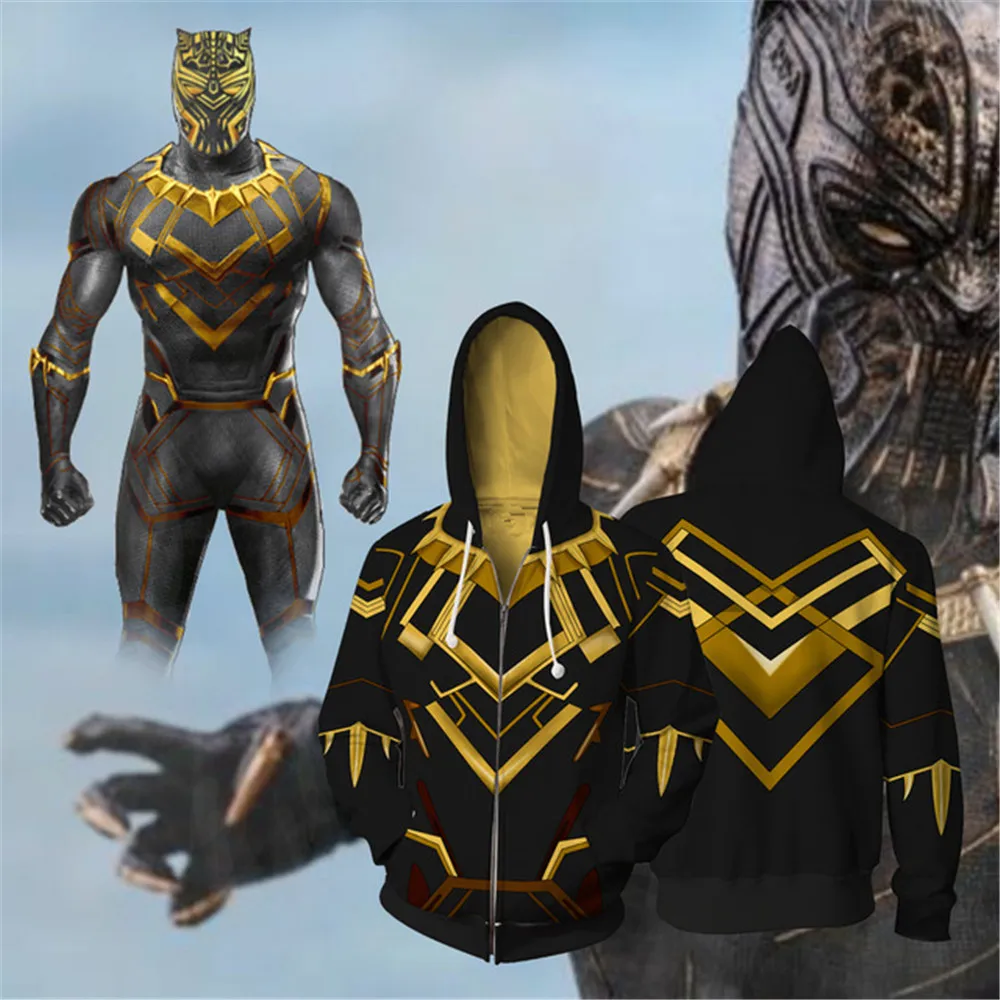 Толстовка Черная пантера Okoye Erik Killmonger толстовка с длинным рукавом на молнии
