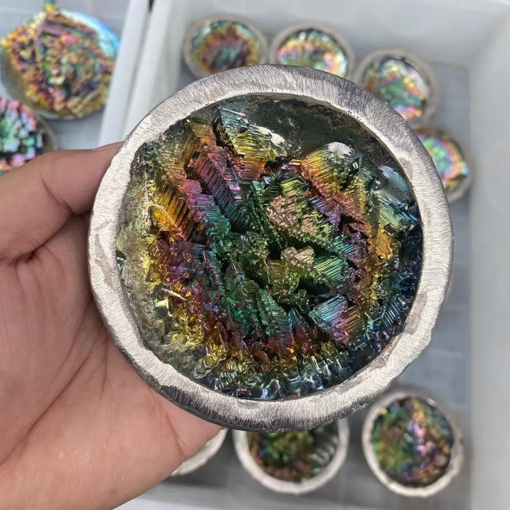 

Beautiful Mineral Specimen Bismuth Bowl Crystal Iridescent Minerals Rocks Home furnishing articles