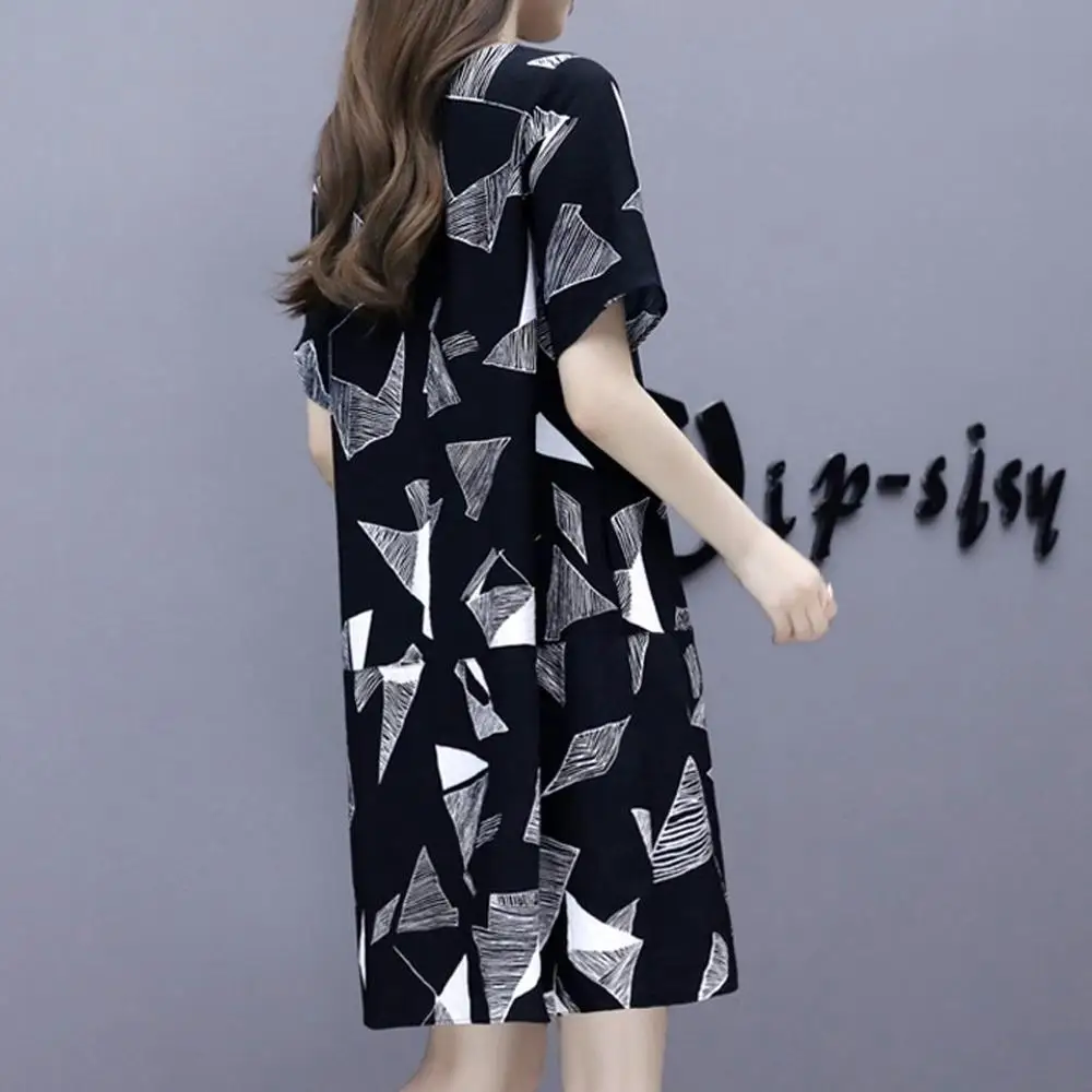 Летние черные винтажные Геометрические Миди платья с карманом плюс размер Boho 2019