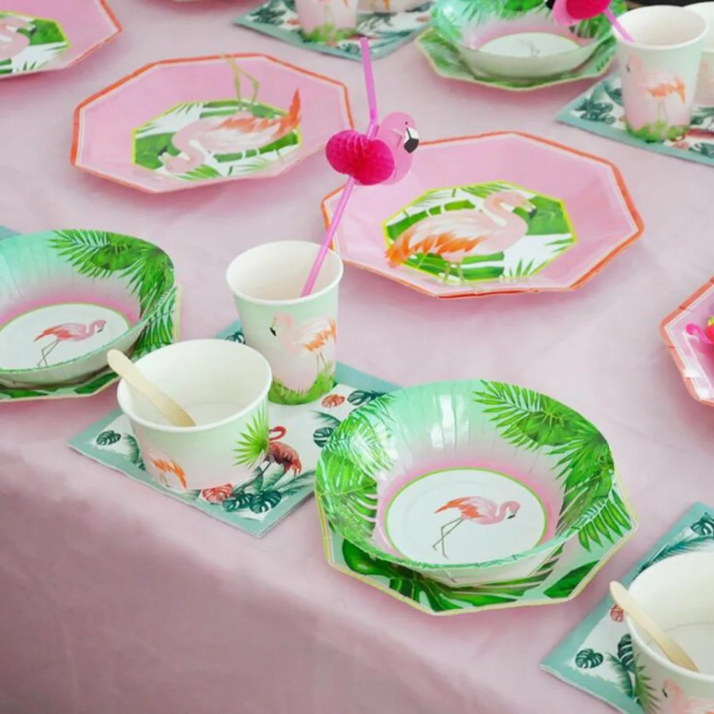 Фламинго украшения вечерние поставки счастлив День рождения Дети одноразовая