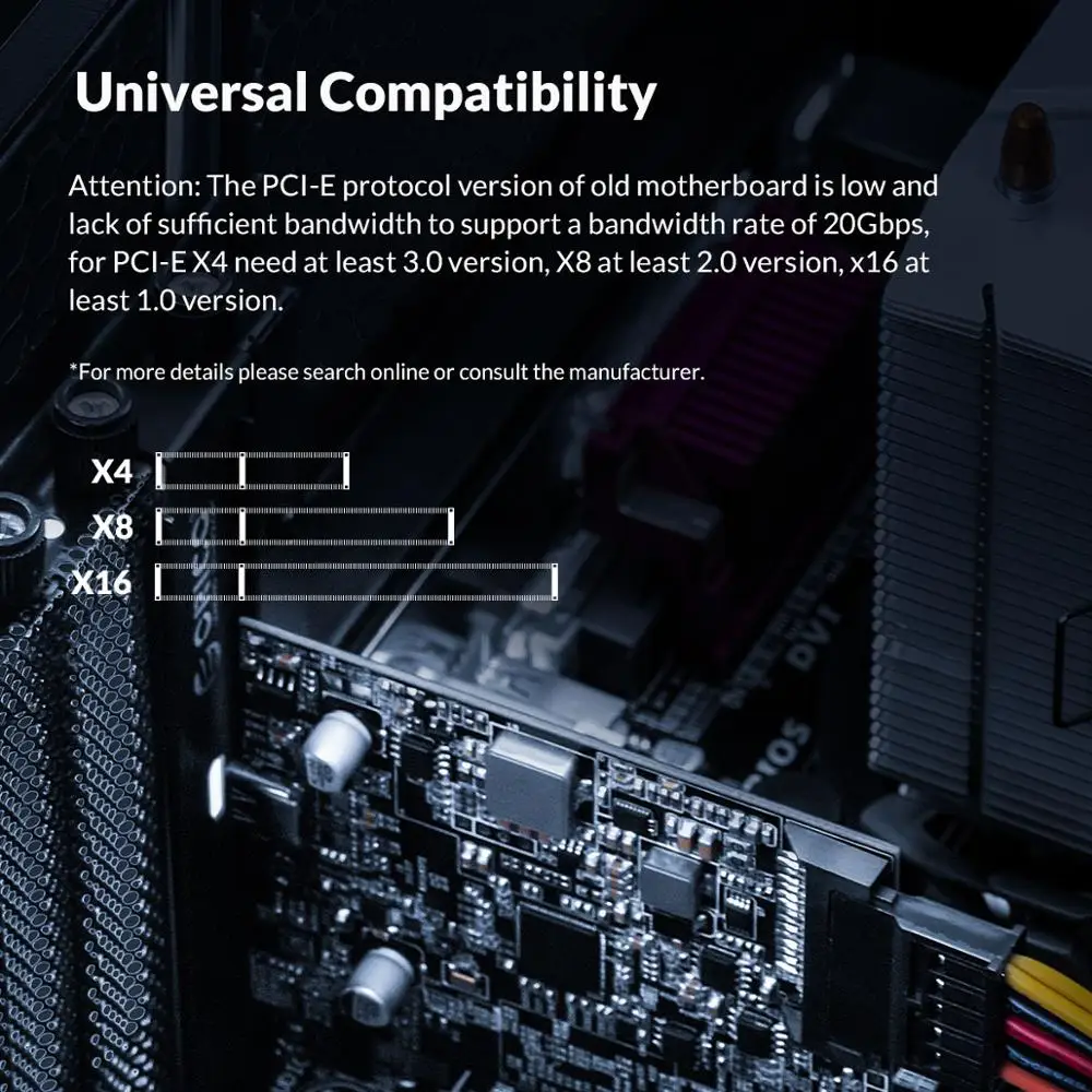 Карта расширения ORICO SuperSpeed 20 Гбит/с PCI-E Express card на Type C 2 порта USB 3 Gen2 с 15pin питанием