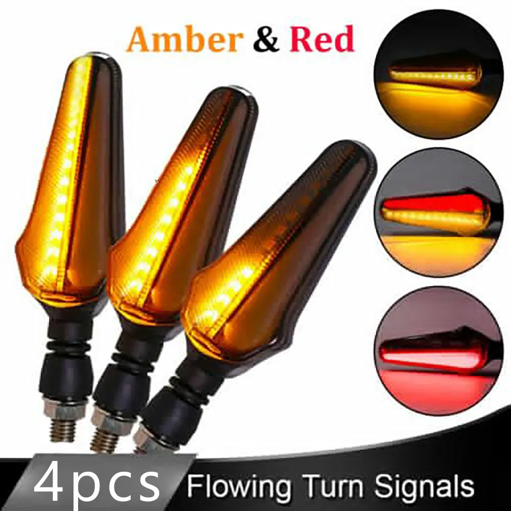 

4pcs Turn Signal Indicator Amber Flowing DRL Brake Red LED Multifunction