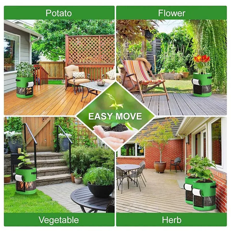 

3 PCS 10 Gallon Potato Grow Bags,Garden Plant Growing Bags Breathable Sturdy Home Plant Bag 360 degree Visualized Window