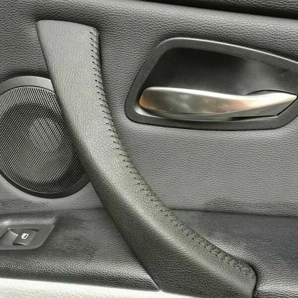 

Car Interior Door Handle Cover Hand Sewing Micro Leather Door Panel Handle Pull Trim Cover For BMW 3 Series E90 E91 325 330 318