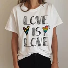 Футболка ЛГБТ в стиле Харадзюку, женская футболка, радужная футболка, Ullzang футболка для лесбиянок, с графическим принтом в стиле 90-х, Love Is Love, Забавный женский топ