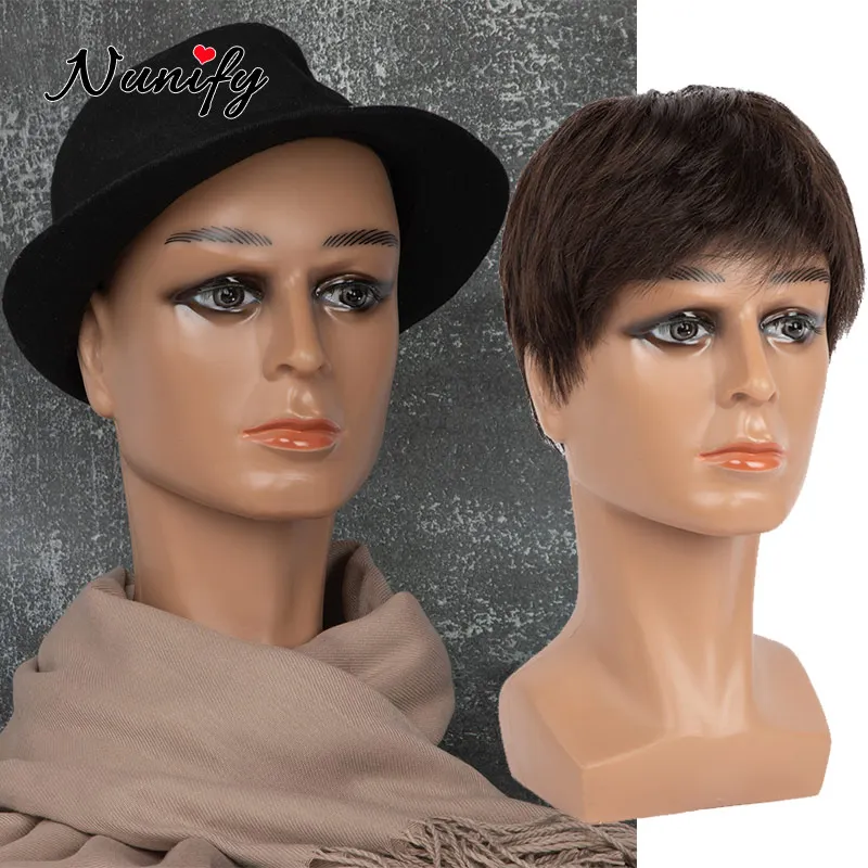 Men Manniquin Head With Makeup Hat Scarf Glasses Display Head For Supermarket Male Mannequin Head For Wig Making And Styling