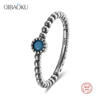 s925 sterling silver ring for women turquoise round beads oxidized silver ring gift fine jewelry exquisite luxury rings