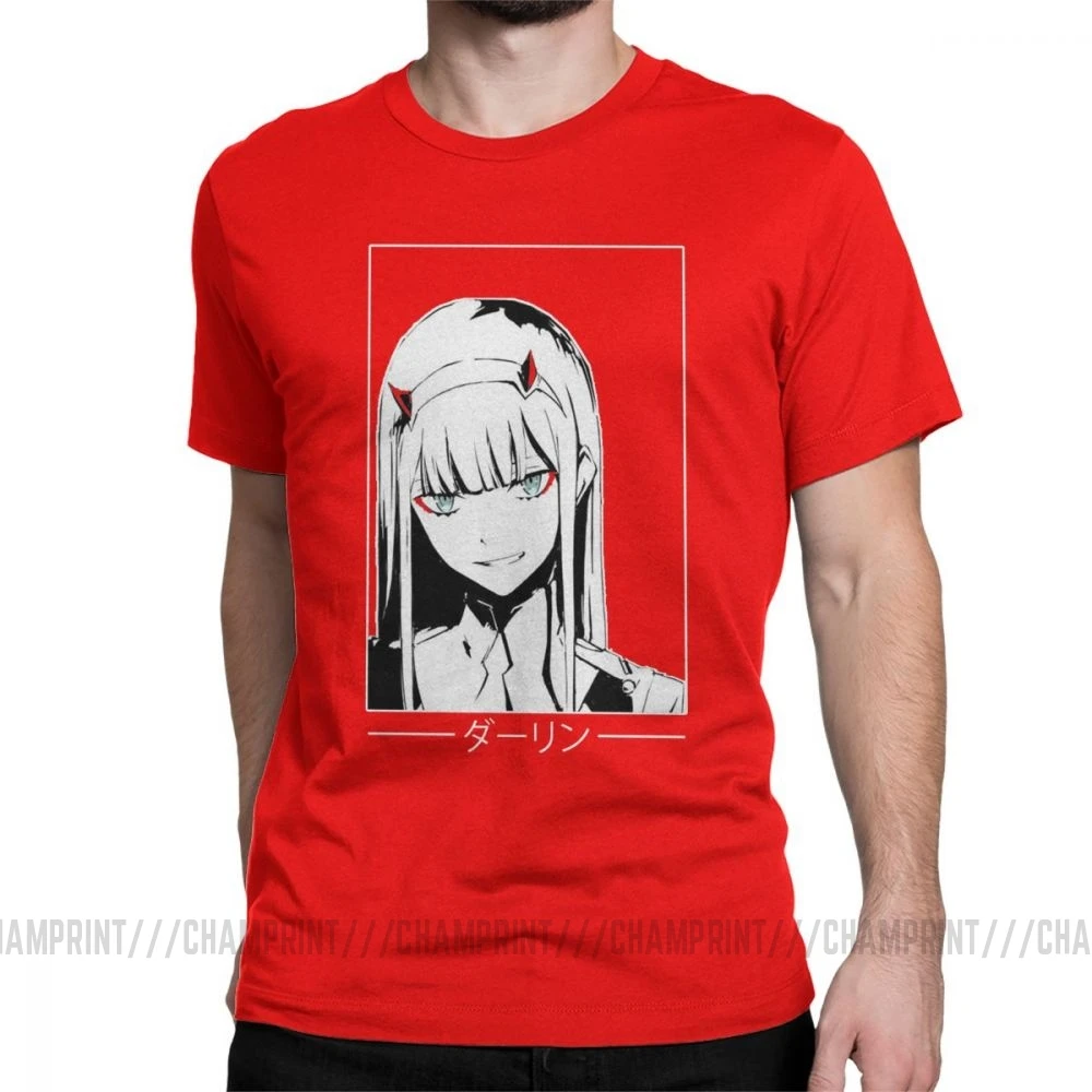 Zero Two Darling In The Franxx White Аниме Манга Футболка мужская большого размера топы хипстерские футболки с круглым вырезом очищенная хлопковая футболка - Цвет: Красный