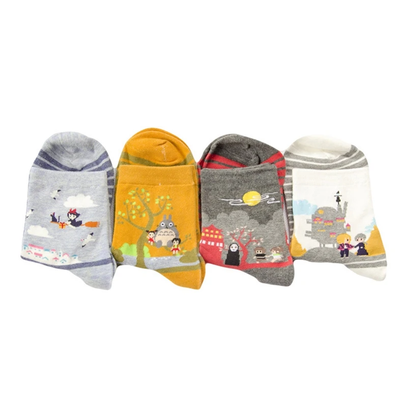 1 пара женские хлопковые носки с мультяшным рисунком|Носки| |