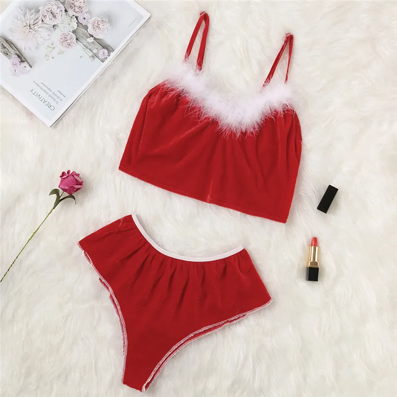 Christmas Sexy Underwear Women Lingerie Nightdress Nightgown Sleepwear Set Soutien Gorge Erotique 30NOV5 | Женская одежда
