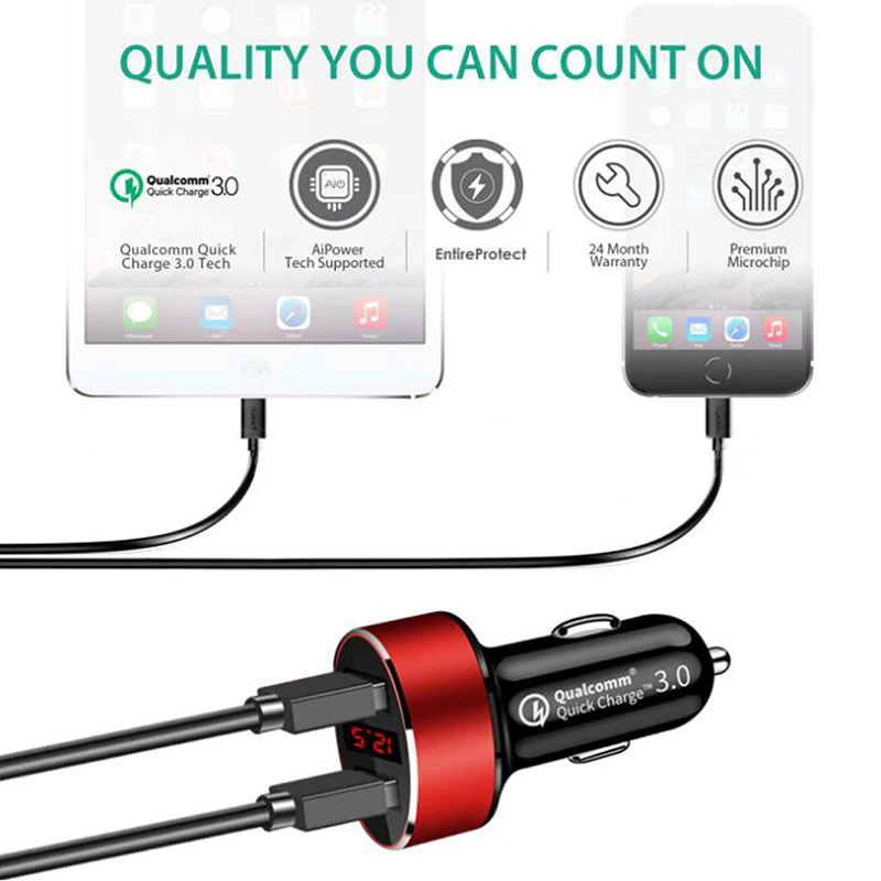 Горячая Распродажа QC 3 0 двойной USB 2 порта автомобильное быстрое зарядное