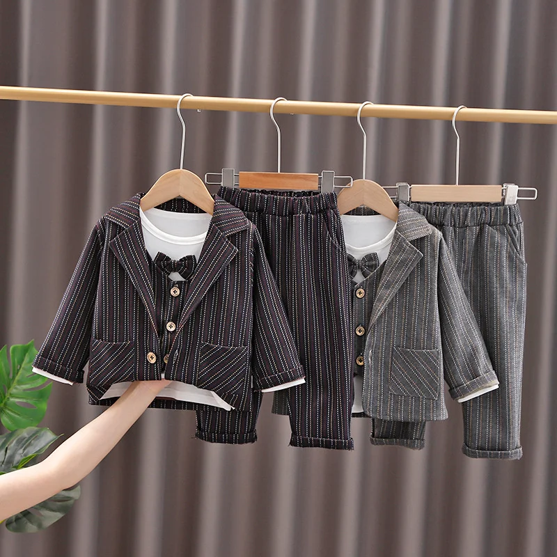 Комплект одежды для мальчиков весна-осень 2021 новый красивый костюм джентльмена в