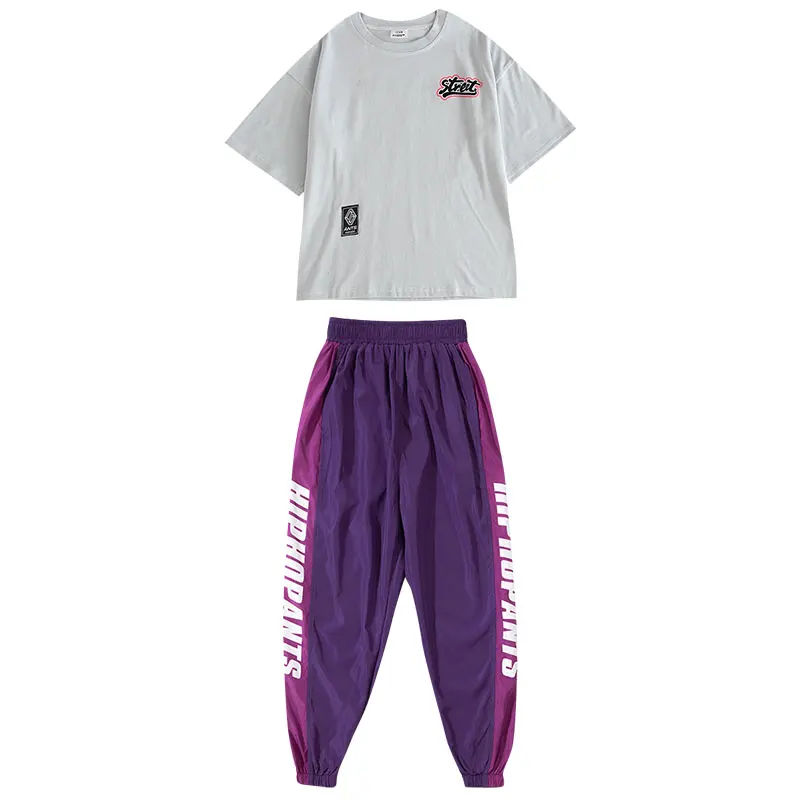 

Boys Hip Hop Dance Costumes Girls Street Dancing Clothes Summer Short Sleeve Tops Pants Modern Outfit Stage Show Wear DN5808