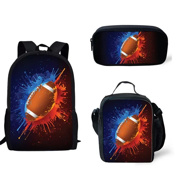 

American Football Printed 3Piece Set For Boy Girl Bookbag Custom Primary School Bag Online For Kids Boys Backpack