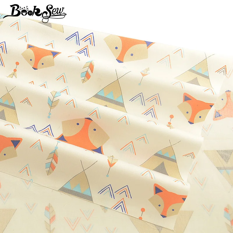 Booksew Textile Fabric Meter 100% Cotton Beige Twill Printed Foxes Design DIY Patchwork Sewing Scrapbooking Tissu Coton Curtain | Дом и сад