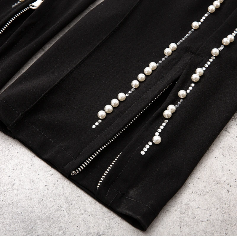 

Casual Loose Black Trousers For Women High Waist Drawstring Straight Wide Leg Pants Females 2021 Spring Fashion New